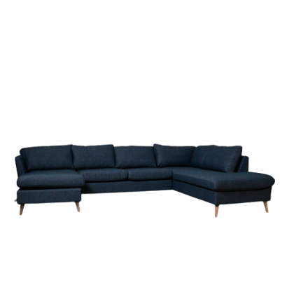 Odense U sofa | Højrevendt blå sofa med chaiselong